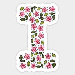 Floral Monogram Letter I Sticker